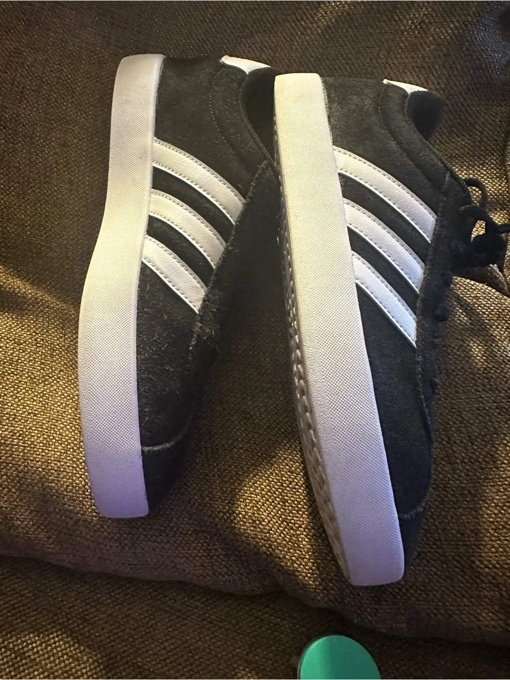 adidas Black Suede Low-Top Sneakers with White Stripes